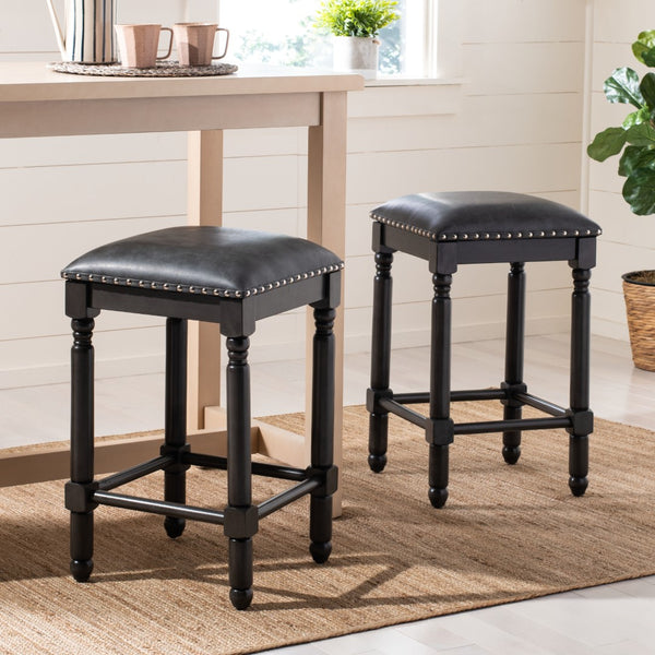 Safavieh Preston Counter Stool in Grey and Grey Walnut BST6401A-SET2 889048752450