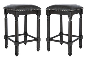 Safavieh Preston Counter Stool in Grey and Grey Walnut BST6401A-SET2 889048752450