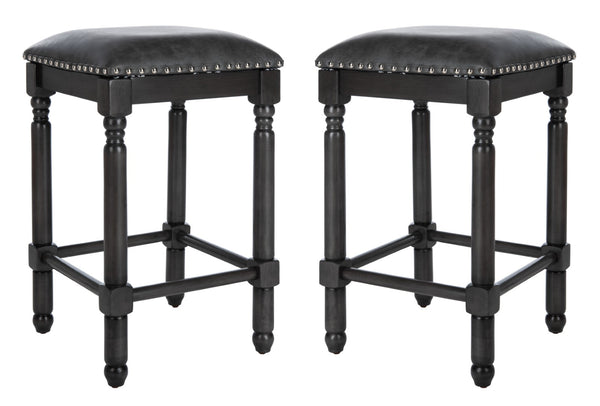 Safavieh Preston Counter Stool in Grey and Grey Walnut BST6401A-SET2 889048752450