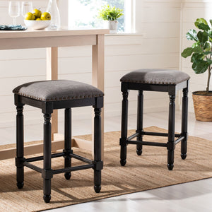Safavieh Preston Counter Stool in Grey and Grey Walnut BST6401B-SET2 889048752467