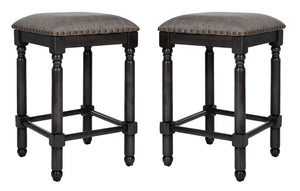 Safavieh Preston Counter Stool in Grey and Grey Walnut BST6401B-SET2 889048752467