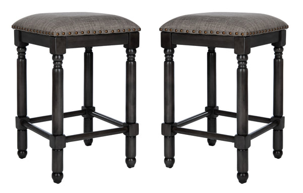 Safavieh Preston Counter Stool in Grey and Grey Walnut BST6401B-SET2 889048752467