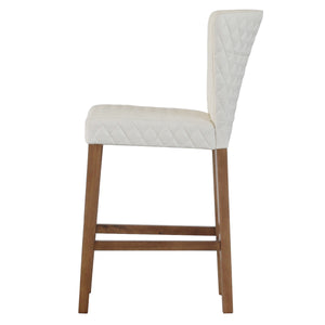 Albie Diamond Stitching Leatherette Counter Stool Danburry White