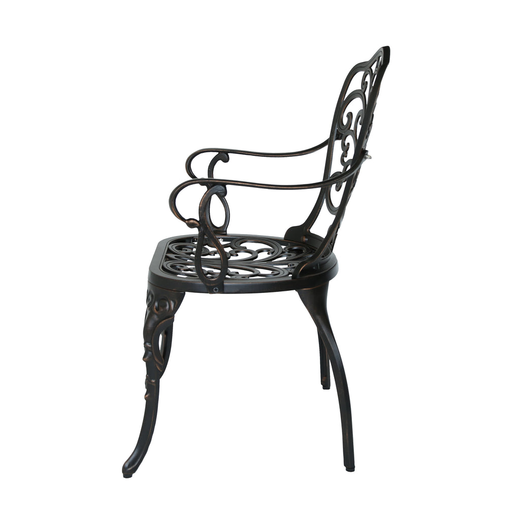 Viga Outdoor Cast Aluminum Dining Chair, Shiny Copper Noble House