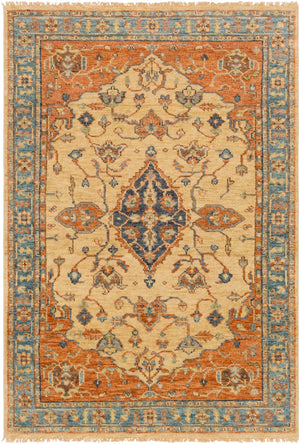 Biscayne BSY-2300 Traditional NZ Wool Rug BSY2300-913 Burnt Orange, Aqua, Cream, Grass Green, Camel 100% NZ Wool 9' x 13'