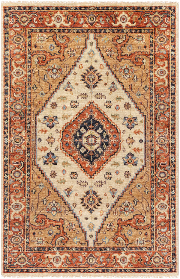 Biscayne BSY-2302 Traditional NZ Wool Rug BSY2302-913 Aqua, Navy, Tan, Burnt Orange, Cream 100% NZ Wool 9' x 13'