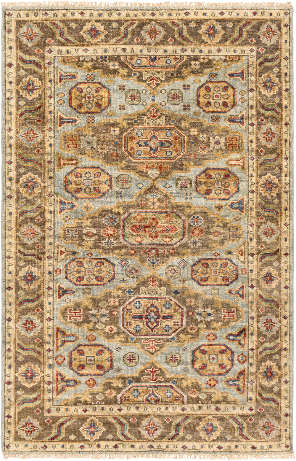 Biscayne BSY-2303 Traditional NZ Wool Rug BSY2303-913 Aqua, Butter, Burnt Orange, Cream, Bright Blue, Dark Green, Grass Green 100% NZ Wool 9' x 13'