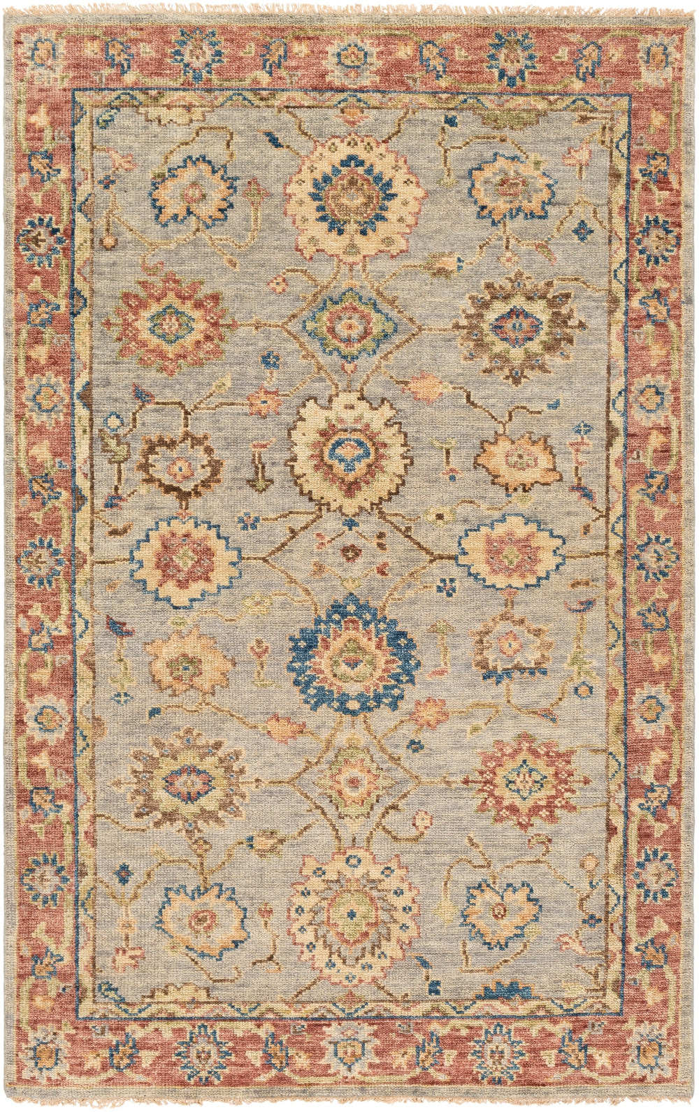 Biscayne BSY-2304 Traditional NZ Wool Rug BSY2304-913 Bright Blue, Dark Green, Grass Green, Camel, Butter, Burnt Orange, Aqua 100% NZ Wool 9' x 13'