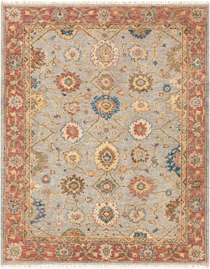 Biscayne BSY-2304 Traditional NZ Wool Rug BSY2304-810 Bright Blue, Dark Green, Grass Green, Camel, Butter, Burnt Orange, Aqua 100% NZ Wool 8' x 10'
