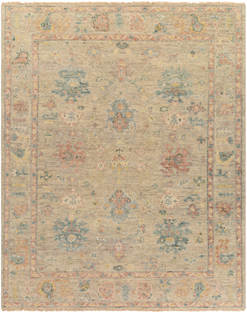 Biscayne BSY-2306 Traditional NZ Wool Rug BSY2306-913 Rose, Camel, Khaki, Taupe, Butter, Teal, Sage 100% NZ Wool 9' x 13'