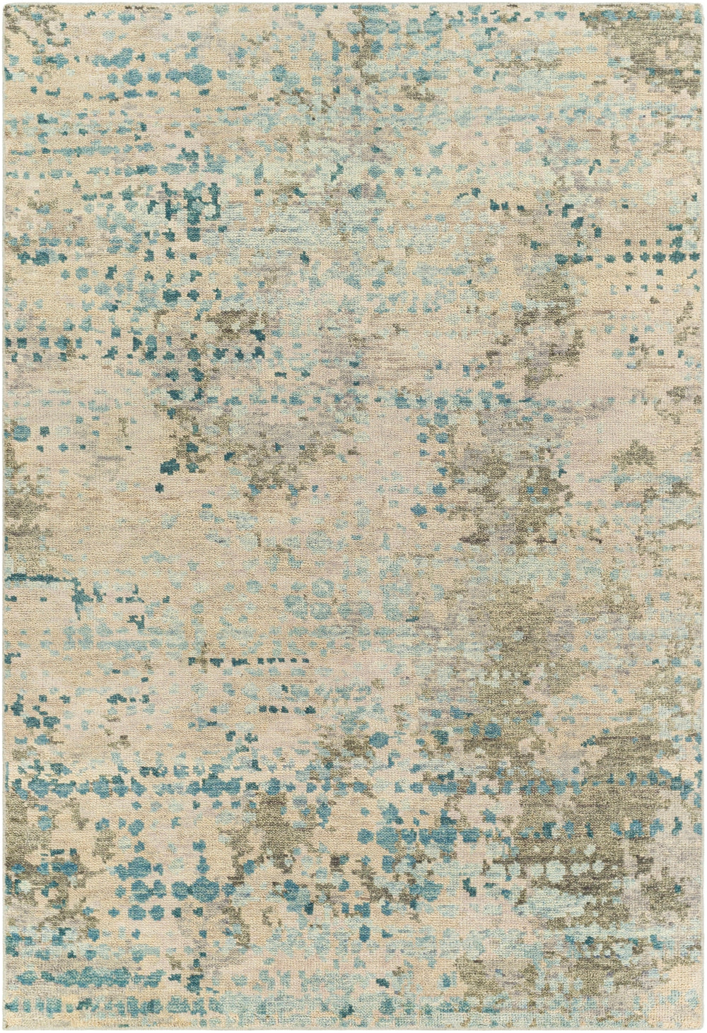 Biscayne BSY-2308 Modern NZ Wool Rug BSY2308-913 Teal, Sage, Dark Green, Medium Gray, Khaki 100% NZ Wool 9' x 13'