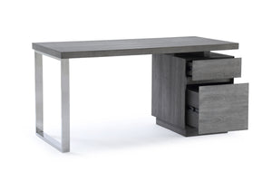VIG Furniture Modrest Carson Modern Grey Elm & Stainless Steel Desk VGVCBT-002-GRY