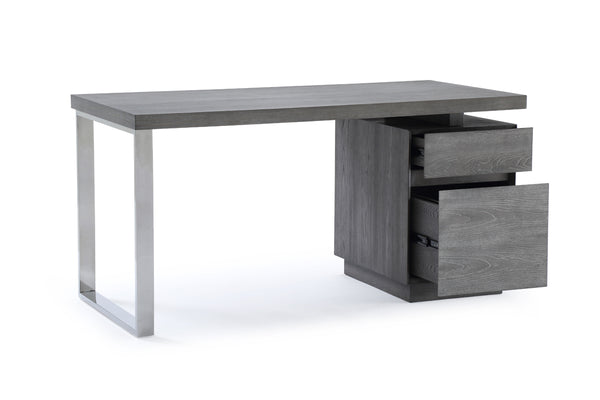 VIG Furniture Modrest Carson Modern Grey Elm & Stainless Steel Desk VGVCBT-002-GRY
