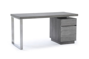 VIG Furniture Modrest Carson Modern Grey Elm & Stainless Steel Desk VGVCBT-002-GRY