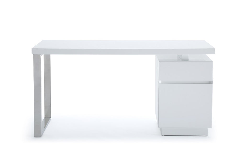 VIG Furniture Modrest Carson Modern White & Stainless Steel Desk VGVCBT-002-WHT