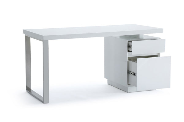 VIG Furniture Modrest Carson Modern White & Stainless Steel Desk VGVCBT-002-WHT