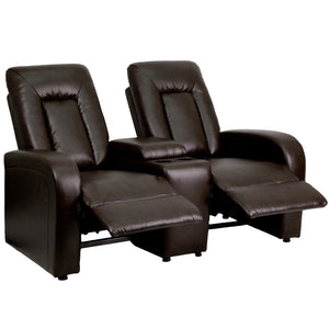 English Elm EE1410 Contemporary 2-Seater Theater Seating Brown EEV-11902