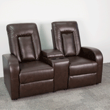 English Elm EE1410 Contemporary 2-Seater Theater Seating Brown EEV-11902