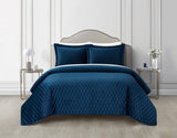 Wafa Blue Queen 3pc Quilt Set