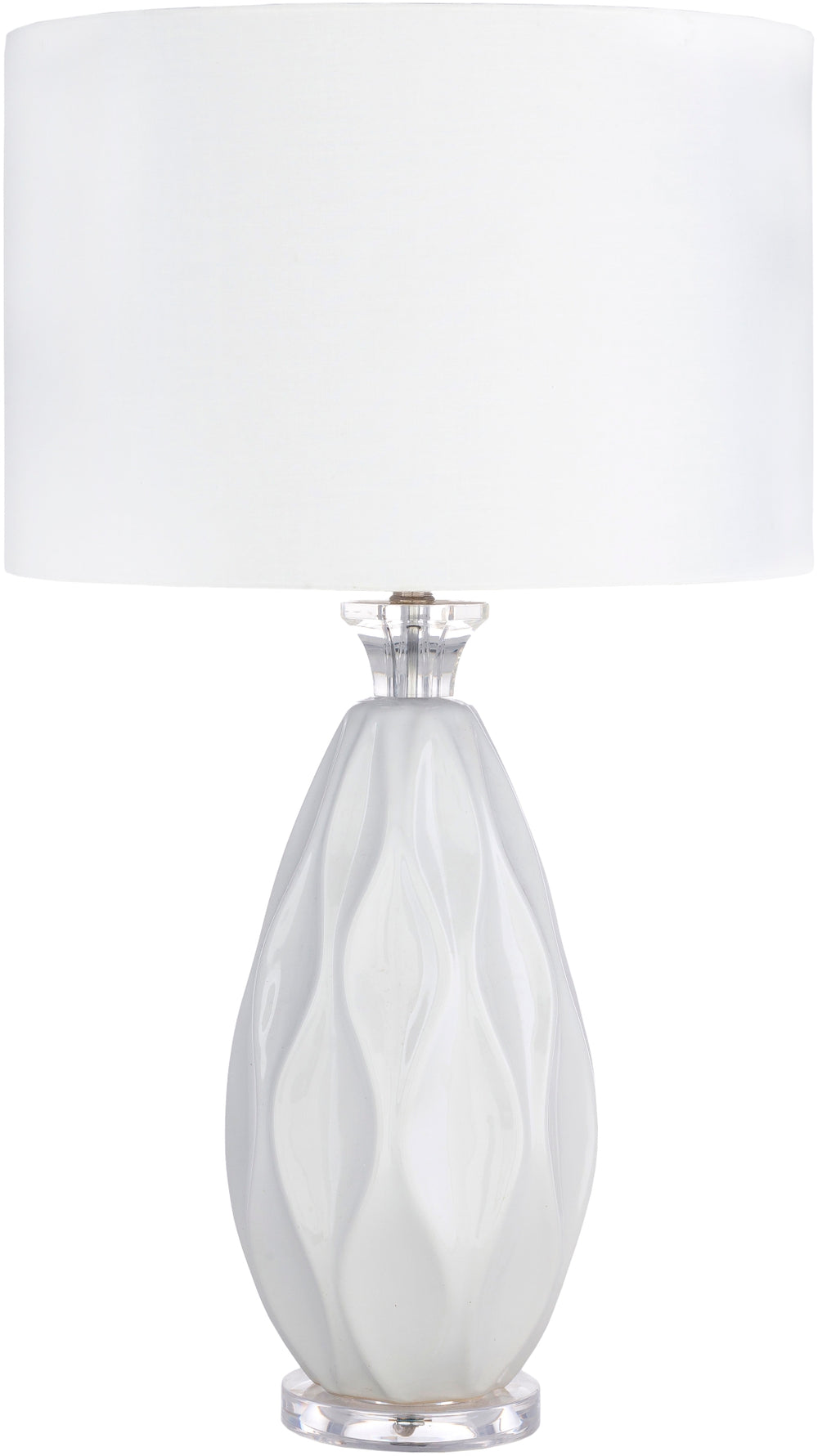 Bethany BTH-421 Modern Cotton, Polyester, Ceramic, Acrylic Table Lamp BTH-421 White Cotton, Polyester, Polyester, Ceramic, Acrylic 28"H x 16"W x 16"D