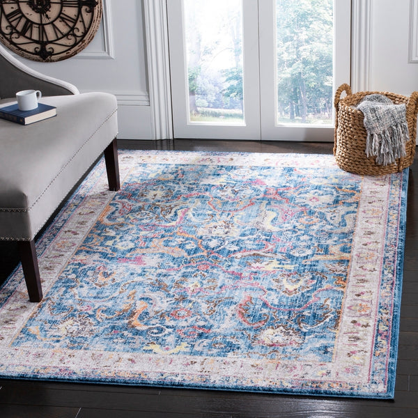 Bristol 357  Power Loomed Polyester Pile Rug Blue / Light Grey