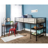 Walker Edison Premium Metal Twin Low Loft Bed with Desk - Black in Powder Coated Steel, High-Grade MDF BTLD46SPBL 812492013976