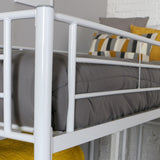 Walker Edison Premium Metal Twin Low Loft Bed with Desk - White in Powder Coated Steel, High-Grade MDF BTLD46SPWH 812492013983
