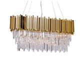 Bethel Gold Chandelier in Metal & Crystal