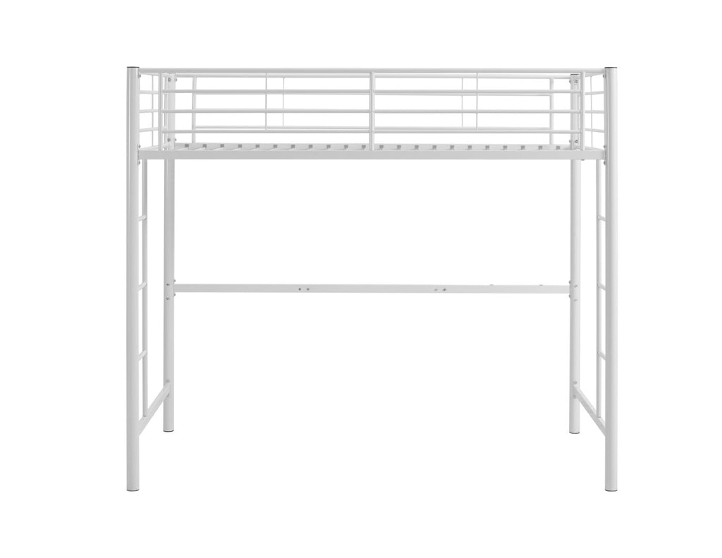 Walker Edison Premium Metal Twin Loft Bed - White in Powder-Coated Steel BTOLWH 812492011200