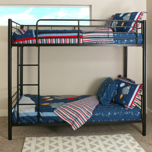 Walker Edison Premium Metal Twin over Twin Bunk Bed - Black in Powder-Coated Steel BTOTBL 812492010333