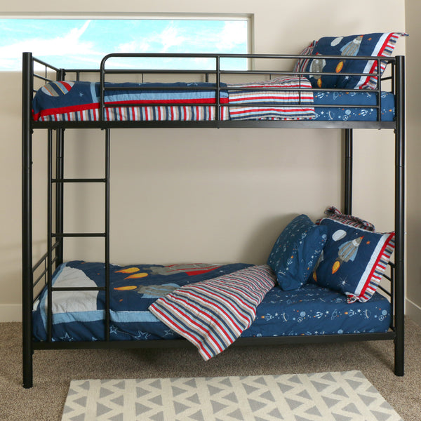 Walker Edison Premium Metal Twin over Twin Bunk Bed - Black in Powder-Coated Steel BTOTBL 812492010333