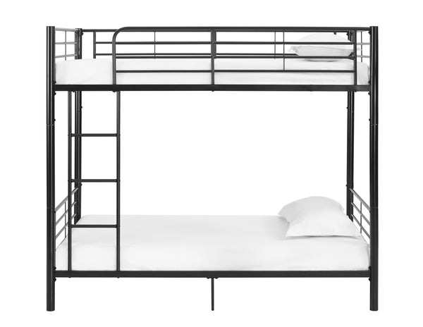 Walker Edison Premium Metal Twin over Twin Bunk Bed - Black in Powder-Coated Steel BTOTBL 812492010333