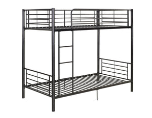 Walker Edison Premium Metal Twin over Twin Bunk Bed - Black in Powder-Coated Steel BTOTBL 812492010333