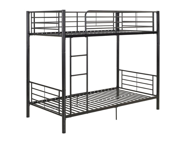 Walker Edison Premium Metal Twin over Twin Bunk Bed - Black in Powder-Coated Steel BTOTBL 812492010333