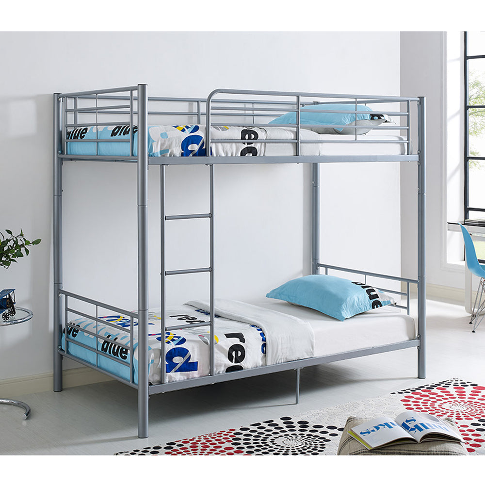 Walker Edison Premium Metal Twin over Twin Bunk Bed - Silver in Powder-Coated Steel BTOTSL 814055029240