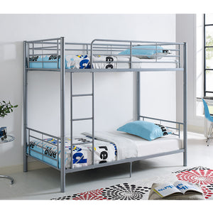 Walker Edison Premium Metal Twin over Twin Bunk Bed - Silver in Powder-Coated Steel BTOTSL 814055029240
