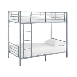 Walker Edison Premium Metal Twin over Twin Bunk Bed - Silver in Powder-Coated Steel BTOTSL 814055029240