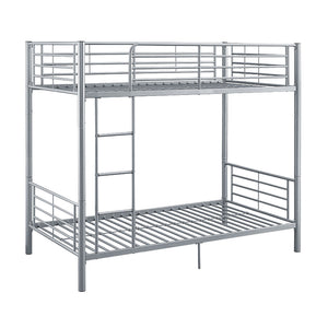 Walker Edison Premium Metal Twin over Twin Bunk Bed - Silver in Powder-Coated Steel BTOTSL 814055029240