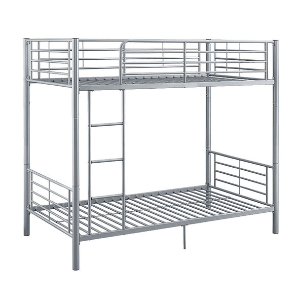 Walker Edison Premium Metal Twin over Twin Bunk Bed - Silver in Powder-Coated Steel BTOTSL 814055029240