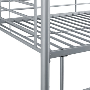 Walker Edison Premium Metal Twin over Twin Bunk Bed - Silver in Powder-Coated Steel BTOTSL 814055029240