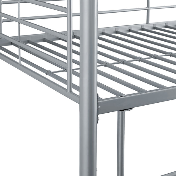 Walker Edison Premium Metal Twin over Twin Bunk Bed - Silver in Powder-Coated Steel BTOTSL 814055029240