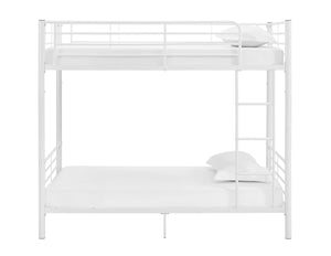 Walker Edison Premium Metal Twin over Twin Bunk Bed - White in Powder-Coated Steel BTOTWH 812492010340