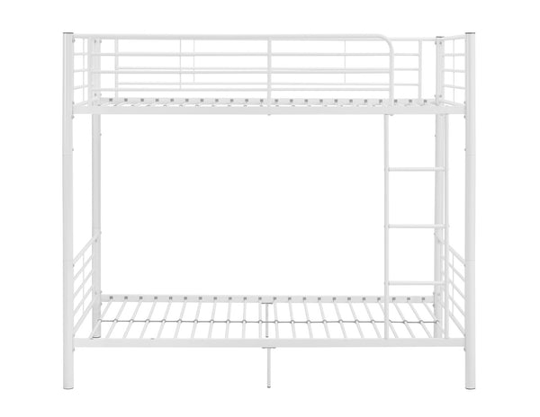 Walker Edison Premium Metal Twin over Twin Bunk Bed - White in Powder-Coated Steel BTOTWH 812492010340