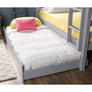 Walker Edison Solid Wood Twin TRUNDLE ONLY for Bunk Bed - Grey in Solid Wood, Painted Finish BTW40GY 842158101808 - BUNK BED NOT INCLUDED