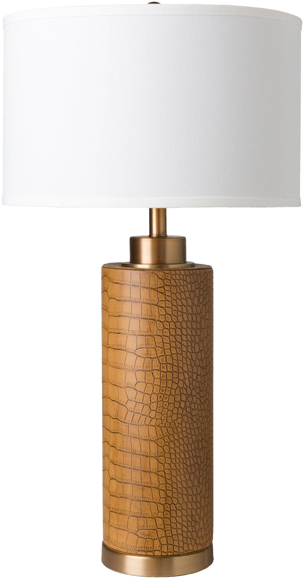 Buchanan BUC-100 Traditional Linen, Polyester, Faux Croc, Metal Table Lamp BUC-100 Tan, White Linen, Polyester, Faux Croc, Metal, 100% Metal 31"H x 16"W x 16"D