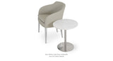 Ares End Table Set: Buca Metal Light Grey Leatherette and One Ares End Table Marble