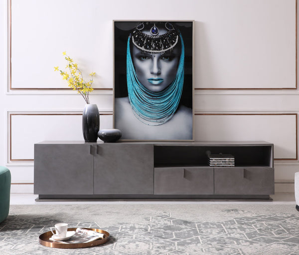 VIG Furniture Modrest Buckley - Modern Grey Crackle TV Stand VGVCTV2003-GRY-TV