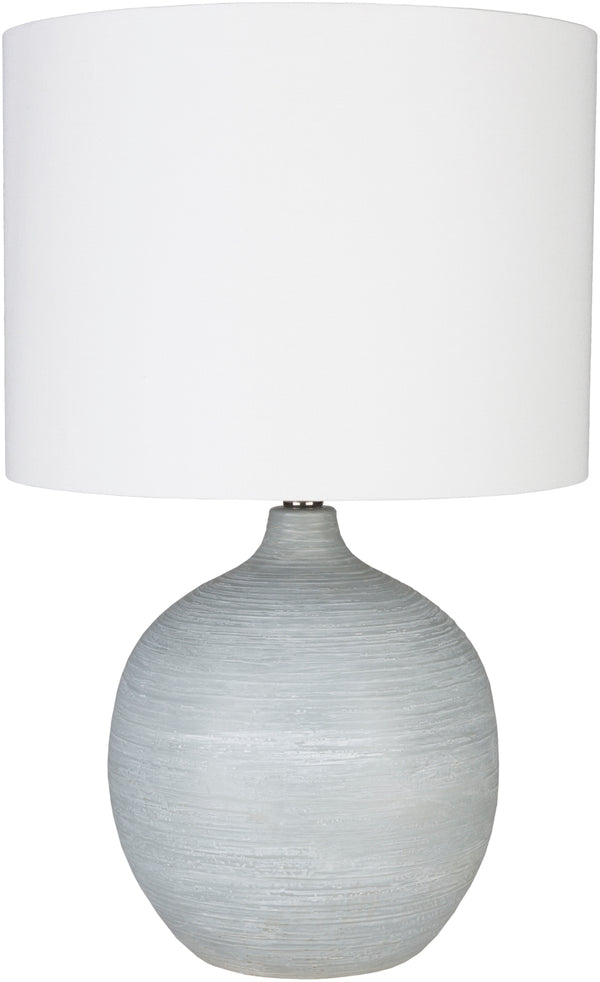 Burke BUK-001 Traditional Linen, Polyester, Plaster, Acrylic, Metal Table Lamp BUK-001 Light Gray, White Linen, Polyester, Plaster, Acrylic, Metal 32"H x 20"W x 20"D