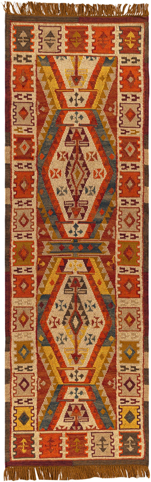 Bursa BUR-2300 Global Recycled PET Yarn Rug BUR2300-268 Khaki, Taupe, Tan, Brick, Burnt Orange, Burgundy, Dark Green, Dark Brown 100% Recycled PET Yarn 2'6" x 8'