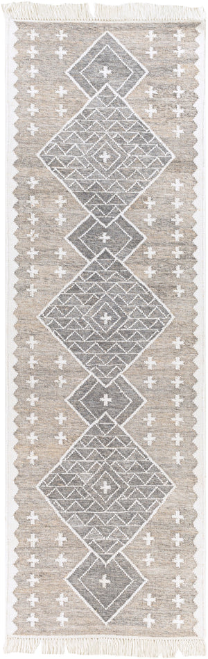 Bursa BUR-2301 Global Recycled PET Yarn Rug BUR2301-268 Taupe, Charcoal, Cream 100% Recycled PET Yarn 2'6" x 8'